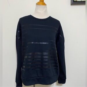 Fabletics Snowshoe Crewneck Fleece Pullover Sweatshirt Print Logo Black size XXL